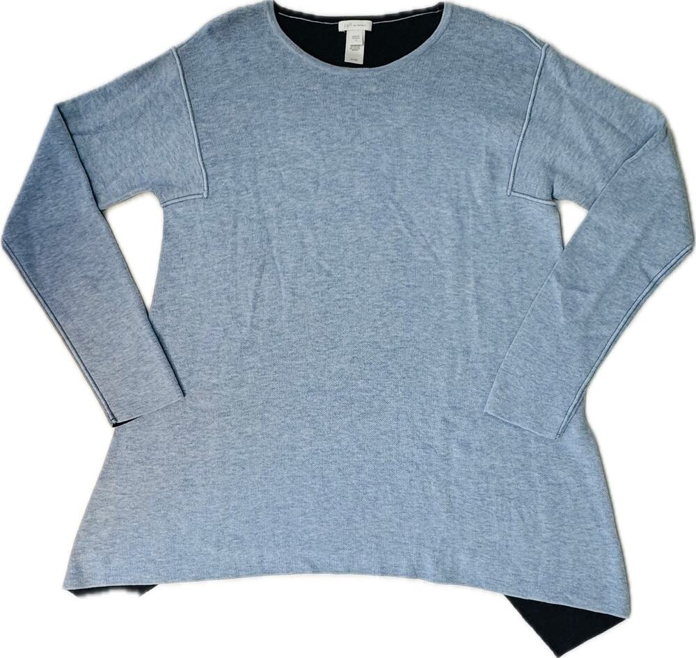J. Jill Velvet Reversible Scoop Neck Sweater Women Size S Light Blue Black